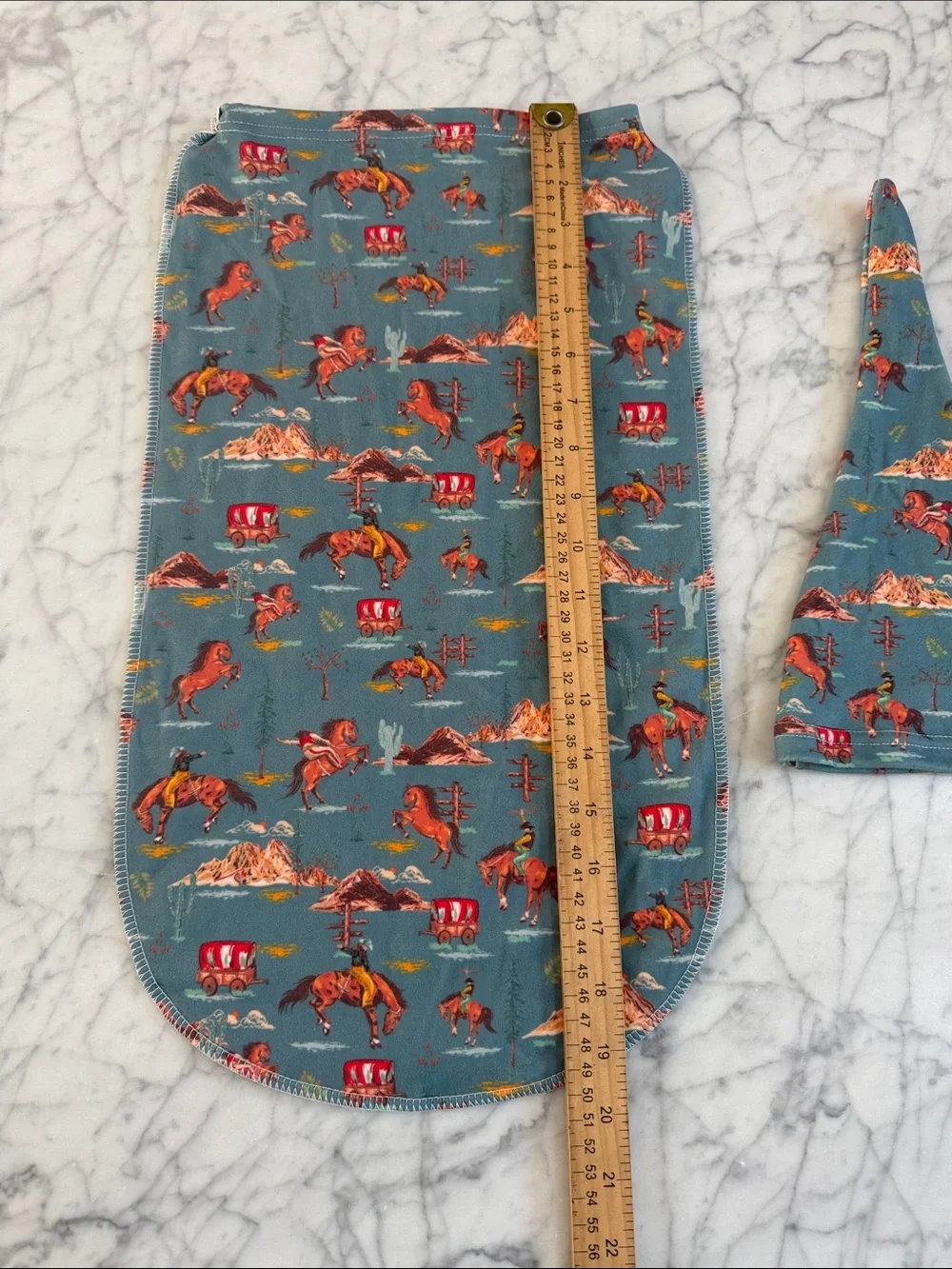 Kids Western Horse Cowboy Print Swaddle and Hat Set Sz 0-3 Mo